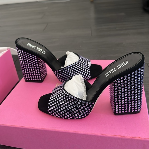 Paris Texas Violet Onyx Holly Anja Crystal-Embellished Mules - Picture 5 of 12
